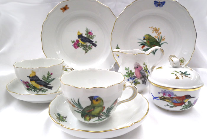 日本卸売Meissen マイセン/※1級品 鳥 昆虫 草花 カップ＆ソーサー 美品 A マイセン