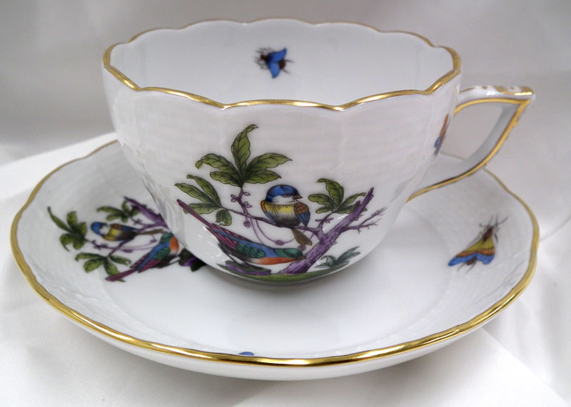 【新登場】ヘレンド ハンドペイントロスチャイルドバードモチーフ＃3セットDemitasse Cup＆Saucer＃1707 / RO HEREND ヘレンド